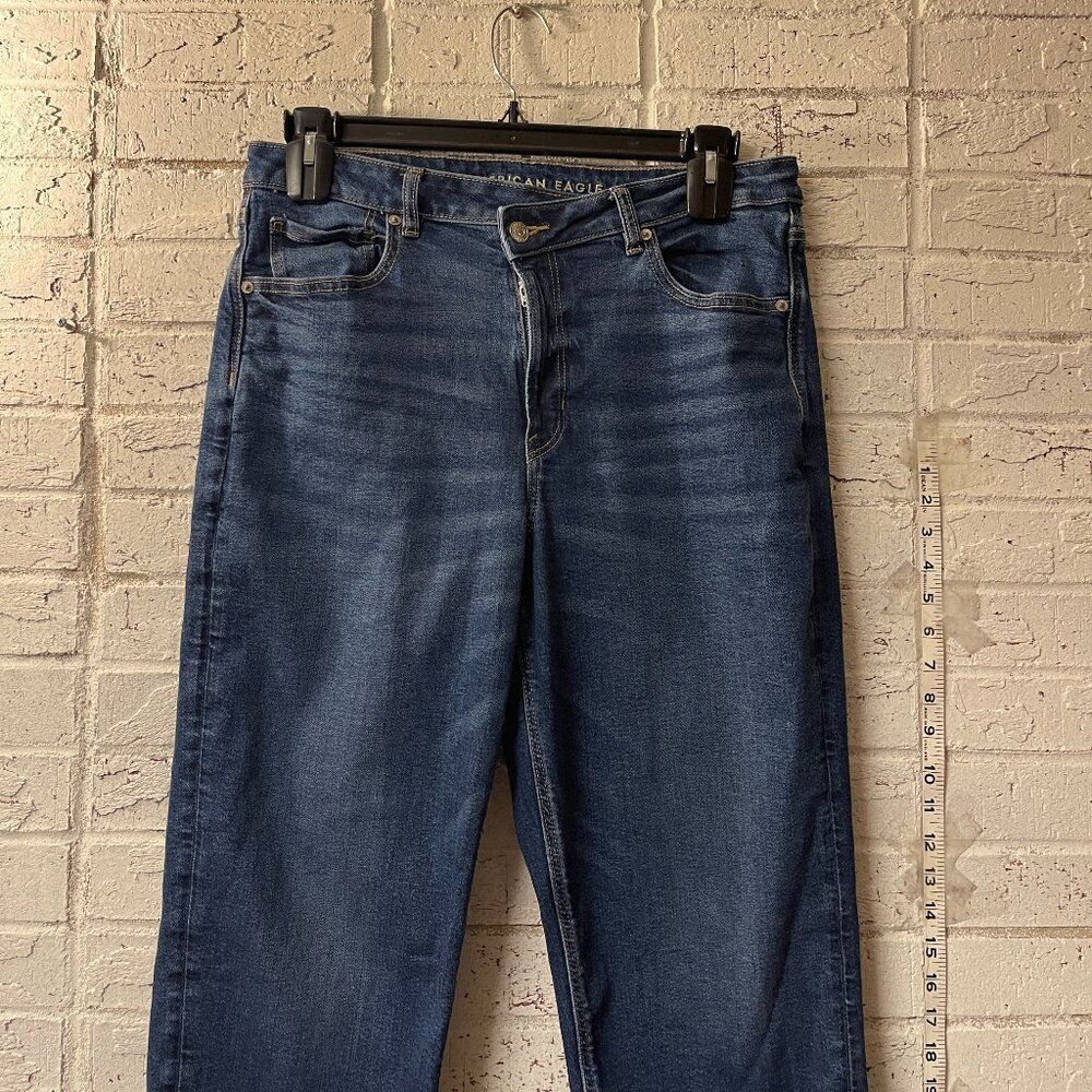 American Eagle Mom Straight Jean Dark Wash XLong 14
